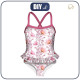 Girl's swimsuit - FLOWERS pat. 4 (pink) 