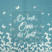 Die beste Oma der Welt/ butterflies- Cotton woven fabric panel (50cmx75cm)