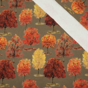 AUTUMN TREES / khaki (PUMPKIN GARDEN) - looped knit fabric