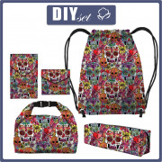 PUPIL PACKAGE - SKULLS pat. 4 / colorful (DIA DE LOS MUERTOS) - sewing set