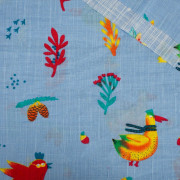 BIRDS MIX / light blue - Leinen Look Viskose Webware