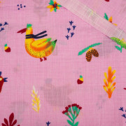 BIRDS MIX / pink - Leinen Look Viskose Webware