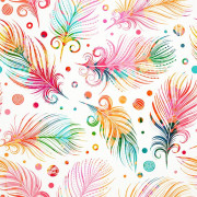 100cm RAINBOW FEATHERS - Cotton woven fabric