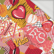 GRAFFITI HEARTS / white - looped knit fabric