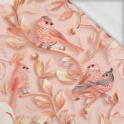PINK BIRDS - looped knit fabric