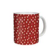 MUG WITH PRINT - MINI HEARTS / RED (BIRDS IN LOVE)