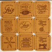 ECO LEATHER LABELS SET - MIX / honey (9 pcs.)