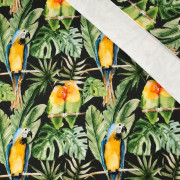 PARROTS pat. 2 / black (JUNGLE) - looped knit fabric