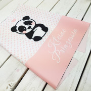 PANDA / pink - panel Waterproof woven fabric DE