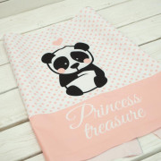 PANDA / pink - panel Waterproof woven fabric EN