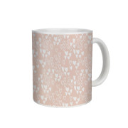 MUG WITH PRINT - HEARTS BUBBLES / LIGHT PINK (BIRDS IN LOVE)