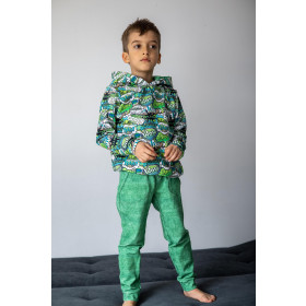 Children's tracksuit (OSLO) - COMIC BOOK (green - blue) - looped knit fabric 