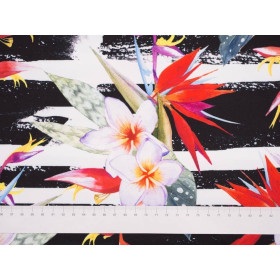 FLOWERS ON THE ZEBRA - swimsuit lycra