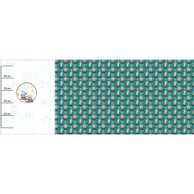 PENGUIN WITH A PRESENT / SLEDGE  (CHRISTMAS PENGUINS) - panoramic panel looped knit 