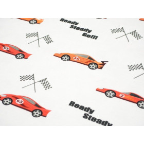 FAST WHEELS / red on white - looped knit 