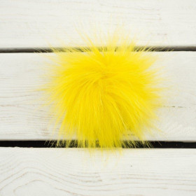 Eco fur pompom 9 cm -  lemon