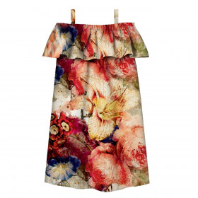 Bardot neckline dress (LILI) - WATERCOLOR FLOWERS pat. 5 - sewing set