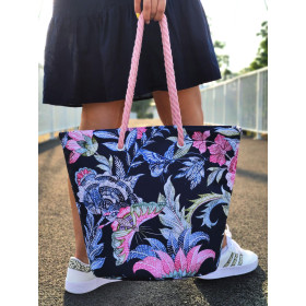 TOTE BAG - PARADISE JUNGLE / black - sewing set