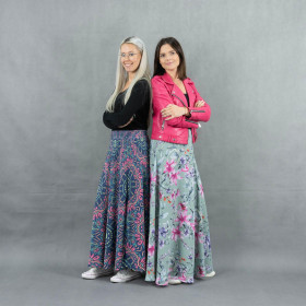 FLOWERS (pattern no. 5 navy) / white - skirt panel "MAXI" - skirt panel "MAXI"