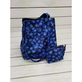 XL bag with in-bag pouch 2 in 1 - TROPICAL JUNGLE / dark blue - sewing set
