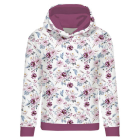 CLASSIC WOMEN’S HOODIE (POLA) - WATERCOLOR BOUQUET Pat. 2 - looped knit fabric 