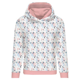 CLASSIC WOMEN’S HOODIE (POLA) - ICE FLOWER BOUQUET (ENCHANTED WINTER) - looped knit fabric 