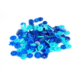 Color Snaps PRYM Love, plastic fasteners 12,4 mm - 30 sets - stars navy / turquoise / blue