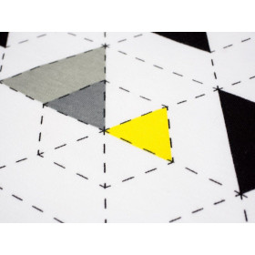 GEOMETRIC TRIANGLES YELLOW 2 / white - single jersey with elastane TE210