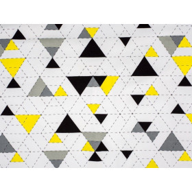 GEOMETRIC TRIANGLES YELLOW 2 / white - single jersey with elastane TE210