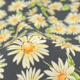 PAINTED FLOWERS / navy - viscose woven fabric