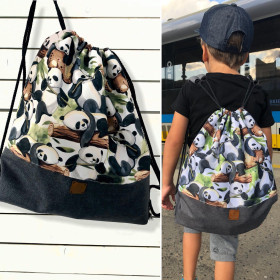 PANDAS ON BAMBOO - Waterproof woven fabric