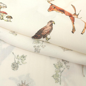 Forest animals - viscose woven fabric