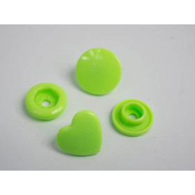 Fasteners KAM hearts 12 mm lime 10 sets