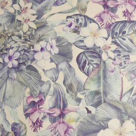 PURPLE FLORAL - thick pressed leatherette