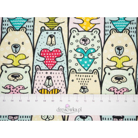 BEARS WITH HEARTS - single jersey with elastane TE210