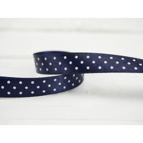 Satin Polka dot Ribbon width 12 mm navy