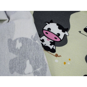 COWS ON BEIGE - single jersey with elastane TE210