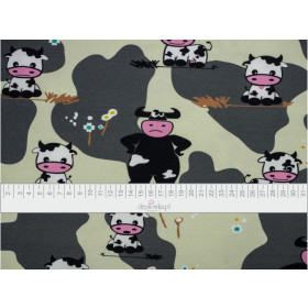 COWS ON BEIGE - single jersey with elastane TE210
