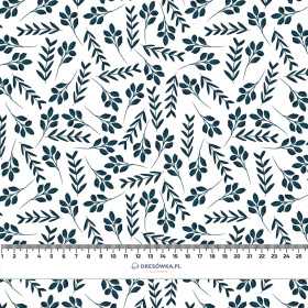 SMALL LEAVES pat. 2 / white - viscose woven fabric