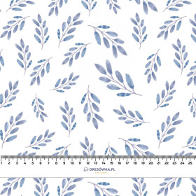 BLUE LEAVES pat. 2 / white - viscose woven fabric