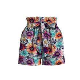 PAPERBAG SHORTS - WATER-COLOR FLOWERS pat. 6 - sewing set XS