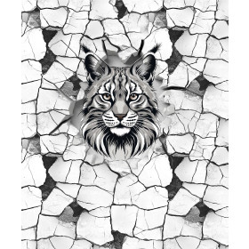 ANIMALS CRACKED wz.2 (cat) - panel (60cm x 50cm) brushed knitwear with elastane ITY