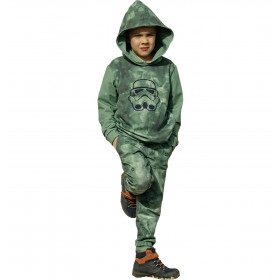 Children's tracksuit (OSLO) - MINI LEAVES AND INSECTS PAT. 6 (TROPICAL NATURE) / white - looped knit fabric 