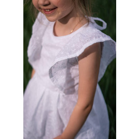 DAISIES / white - Embroidered cotton fabric