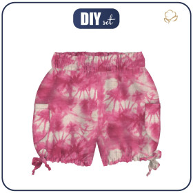 KID`S PUMPY SHORTS - BATIK pat. 2 / fuchsia - sewing set