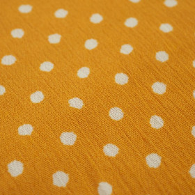 WHITE DOTS / mustard - crash viscose woven fabric