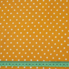 WHITE DOTS / mustard - crash viscose woven fabric