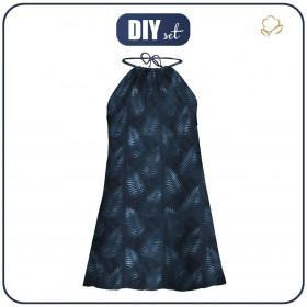 DRESS "DALIA" MINI XXL-XXXL- BLUE LEAVES WZ. 2 - sewing set