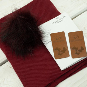 MAROON / butterflies - Cap and loop creative sewing set