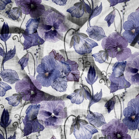PANSIES (BLOOMING MEADOW) (Very Peri) - Cotton muslin